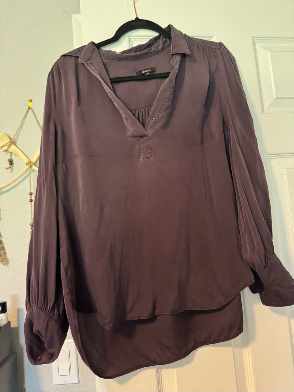 Washable Silk Stretch Split Neck Blouse See Description